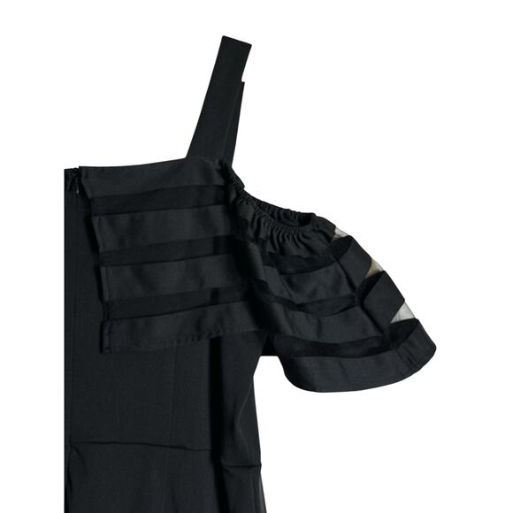 Cold Shoulder Women's Boho Formal Wedding Guest Wide Leg Jumpsuits Size XL Black - Picture 6 of 9